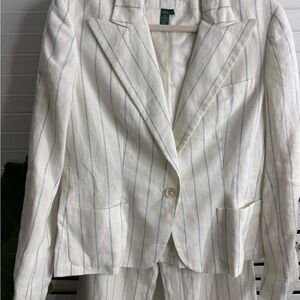 Ralph Lauren Cream Blazer with Blue Stripes